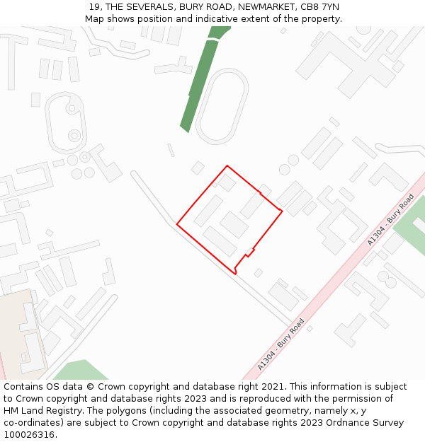 19, THE SEVERALS, BURY ROAD, NEWMARKET, CB8 7YN: Location map and indicative extent of plot
