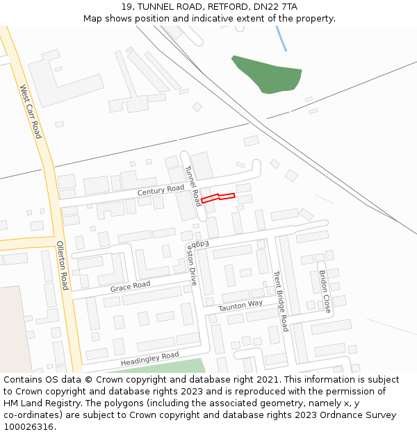 19, TUNNEL ROAD, RETFORD, DN22 7TA: Location map and indicative extent of plot