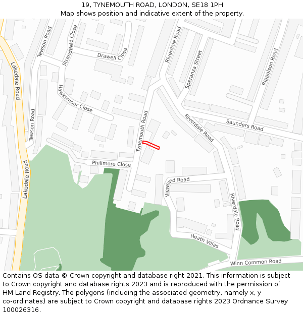 19, TYNEMOUTH ROAD, LONDON, SE18 1PH: Location map and indicative extent of plot