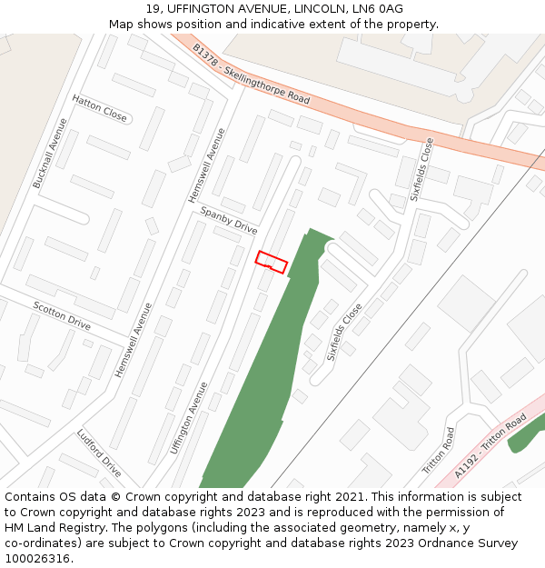 19, UFFINGTON AVENUE, LINCOLN, LN6 0AG: Location map and indicative extent of plot