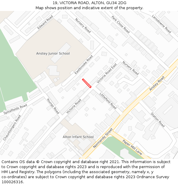 19, VICTORIA ROAD, ALTON, GU34 2DG: Location map and indicative extent of plot