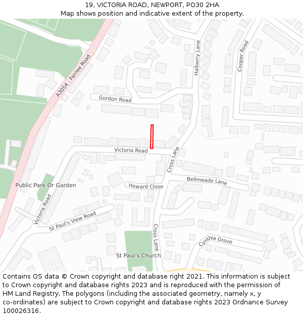 19, VICTORIA ROAD, NEWPORT, PO30 2HA: Location map and indicative extent of plot