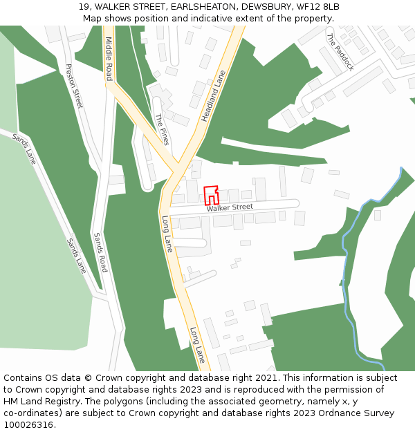 19, WALKER STREET, EARLSHEATON, DEWSBURY, WF12 8LB: Location map and indicative extent of plot