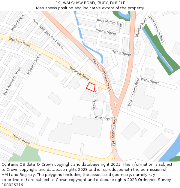 19, WALSHAW ROAD, BURY, BL8 1LF: Location map and indicative extent of plot