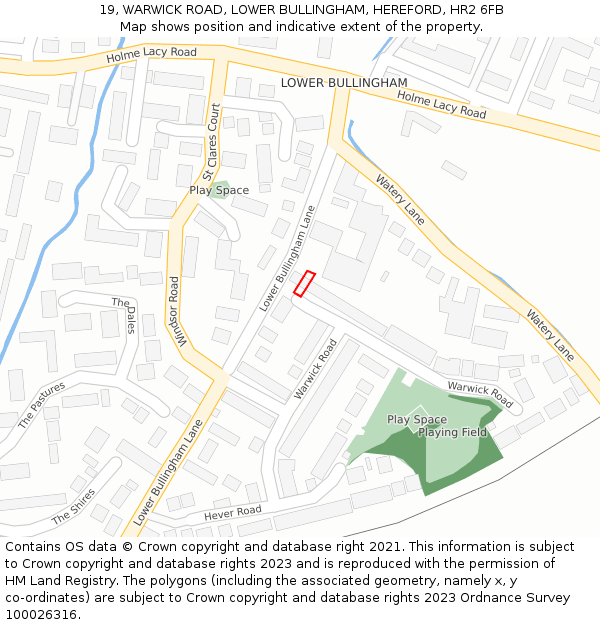 19, WARWICK ROAD, LOWER BULLINGHAM, HEREFORD, HR2 6FB: Location map and indicative extent of plot