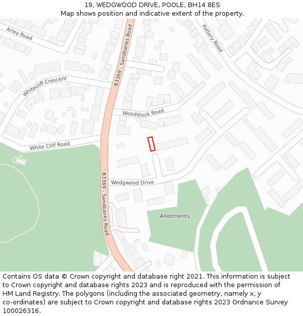 19, WEDGWOOD DRIVE, POOLE, BH14 8ES: Location map and indicative extent of plot