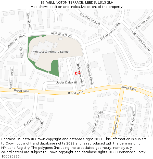 19, WELLINGTON TERRACE, LEEDS, LS13 2LH: Location map and indicative extent of plot