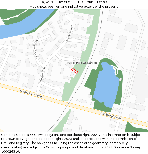 19, WESTBURY CLOSE, HEREFORD, HR2 6RE: Location map and indicative extent of plot