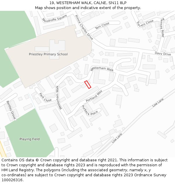 19, WESTERHAM WALK, CALNE, SN11 8LP: Location map and indicative extent of plot
