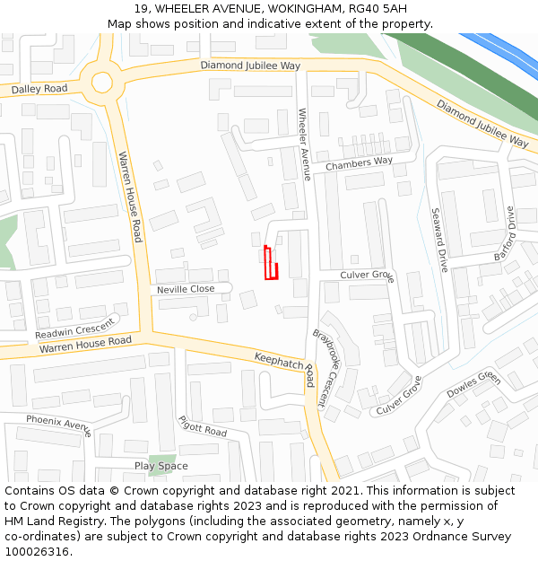 19, WHEELER AVENUE, WOKINGHAM, RG40 5AH: Location map and indicative extent of plot
