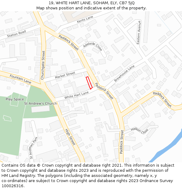 19, WHITE HART LANE, SOHAM, ELY, CB7 5JQ: Location map and indicative extent of plot