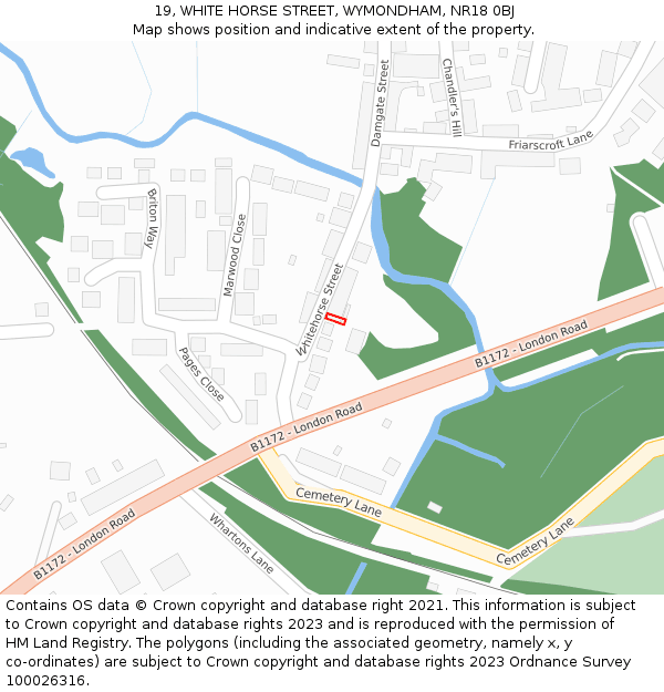 19, WHITE HORSE STREET, WYMONDHAM, NR18 0BJ: Location map and indicative extent of plot
