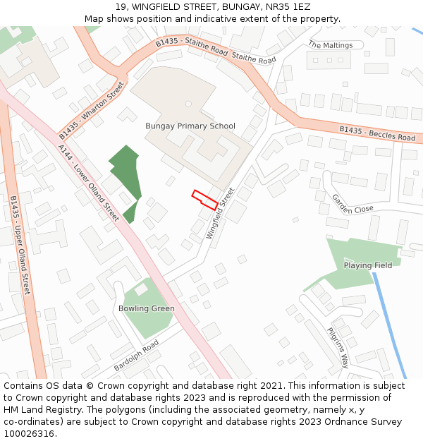 19, WINGFIELD STREET, BUNGAY, NR35 1EZ: Location map and indicative extent of plot