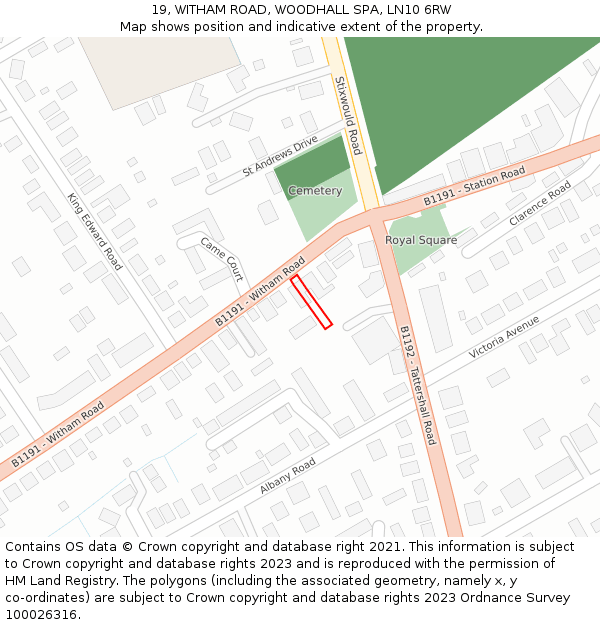 19, WITHAM ROAD, WOODHALL SPA, LN10 6RW: Location map and indicative extent of plot