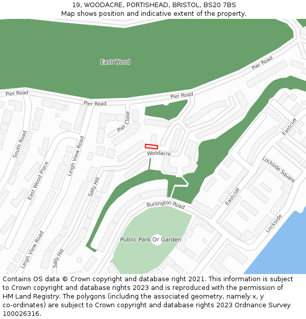 19, WOODACRE, PORTISHEAD, BRISTOL, BS20 7BS: Location map and indicative extent of plot