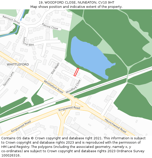 19, WOODFORD CLOSE, NUNEATON, CV10 9HT: Location map and indicative extent of plot