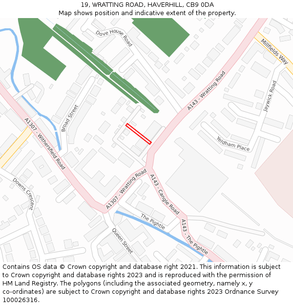 19, WRATTING ROAD, HAVERHILL, CB9 0DA: Location map and indicative extent of plot