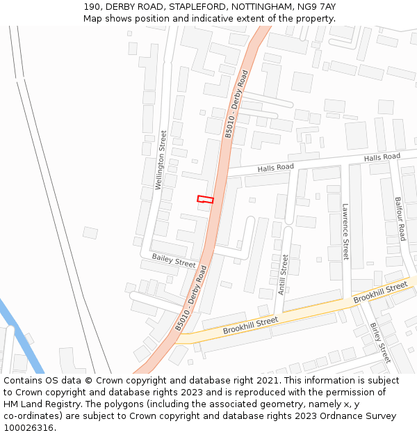 190, DERBY ROAD, STAPLEFORD, NOTTINGHAM, NG9 7AY: Location map and indicative extent of plot