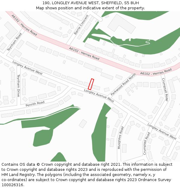 190, LONGLEY AVENUE WEST, SHEFFIELD, S5 8UH: Location map and indicative extent of plot