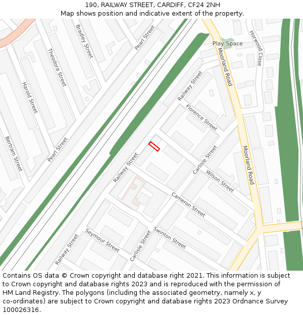 190, RAILWAY STREET, CARDIFF, CF24 2NH: Location map and indicative extent of plot