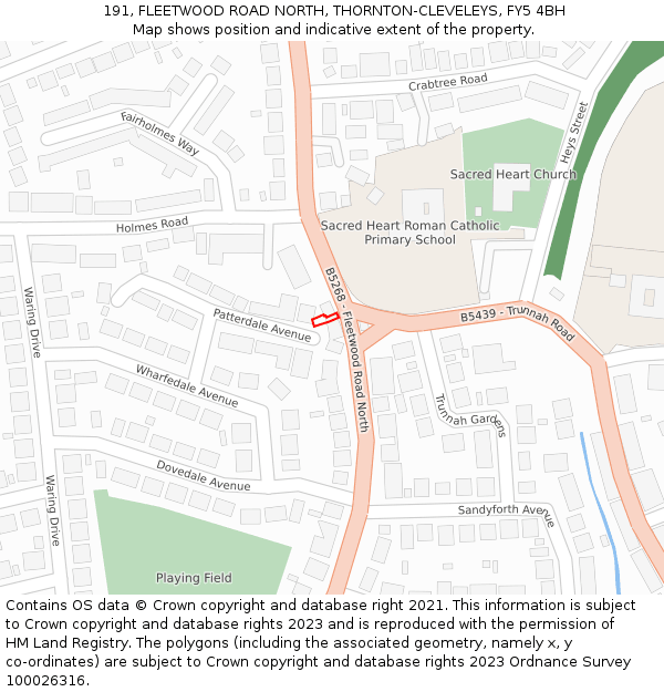 191, FLEETWOOD ROAD NORTH, THORNTON-CLEVELEYS, FY5 4BH: Location map and indicative extent of plot