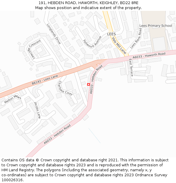 191, HEBDEN ROAD, HAWORTH, KEIGHLEY, BD22 8RE: Location map and indicative extent of plot