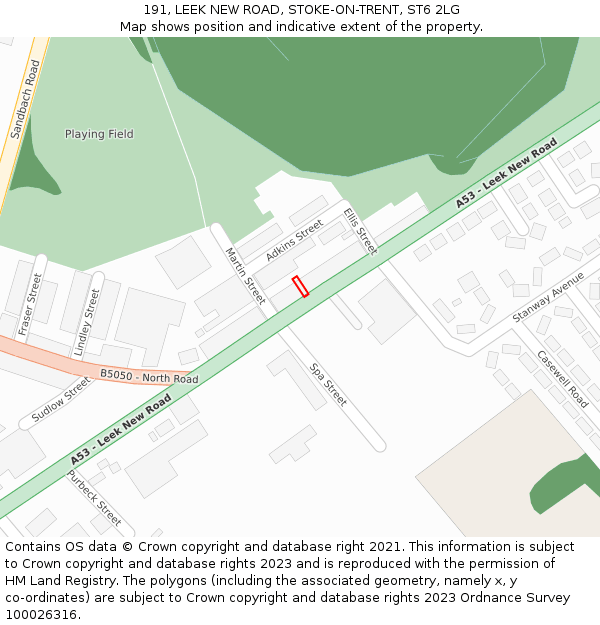 191, LEEK NEW ROAD, STOKE-ON-TRENT, ST6 2LG: Location map and indicative extent of plot