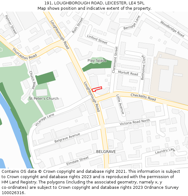 191, LOUGHBOROUGH ROAD, LEICESTER, LE4 5PL: Location map and indicative extent of plot