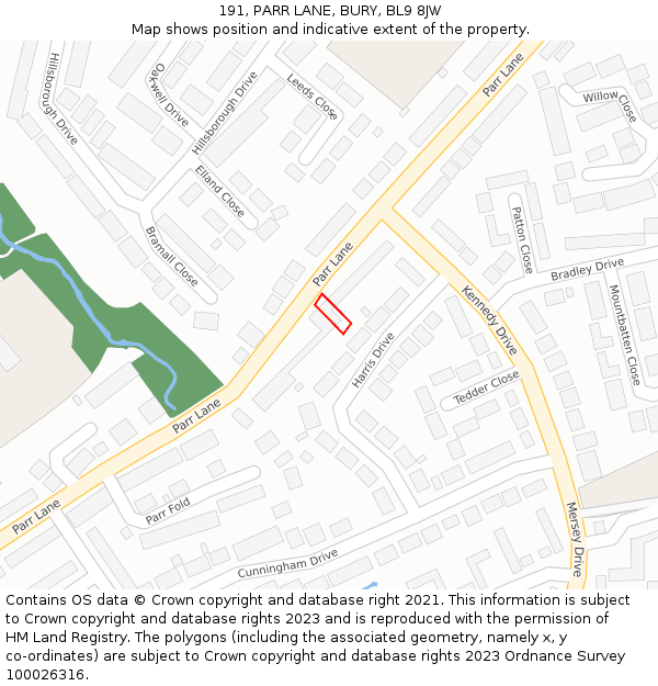 191, PARR LANE, BURY, BL9 8JW: Location map and indicative extent of plot
