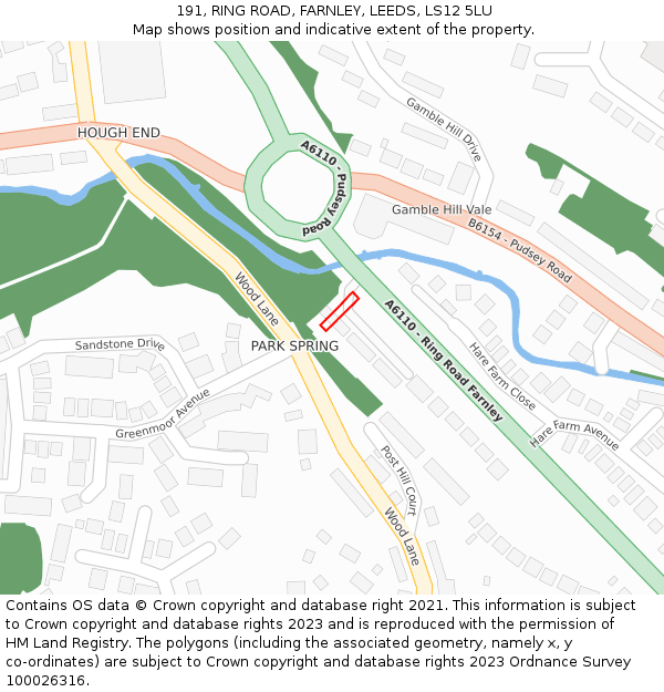 191, RING ROAD, FARNLEY, LEEDS, LS12 5LU: Location map and indicative extent of plot