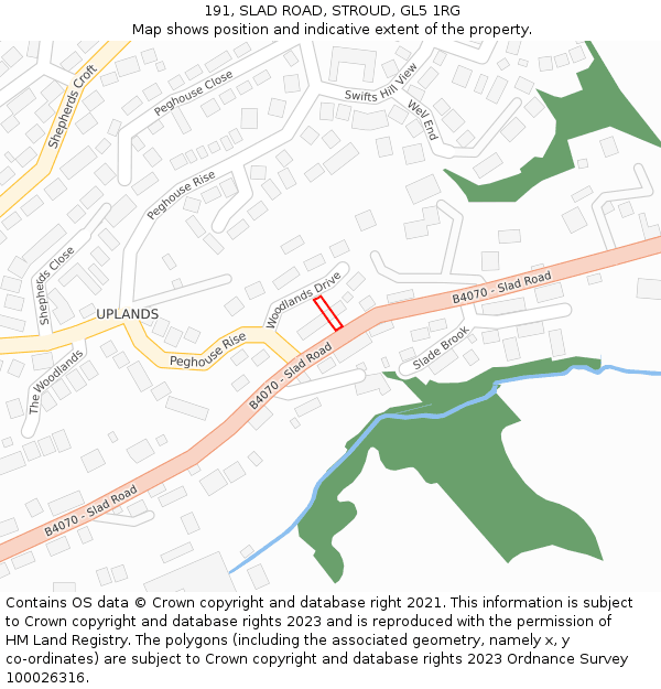 191, SLAD ROAD, STROUD, GL5 1RG: Location map and indicative extent of plot