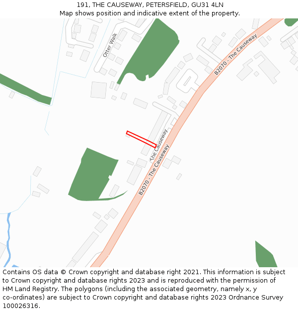 191, THE CAUSEWAY, PETERSFIELD, GU31 4LN: Location map and indicative extent of plot