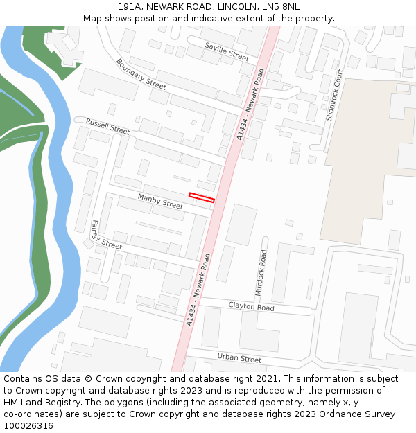 191A, NEWARK ROAD, LINCOLN, LN5 8NL: Location map and indicative extent of plot