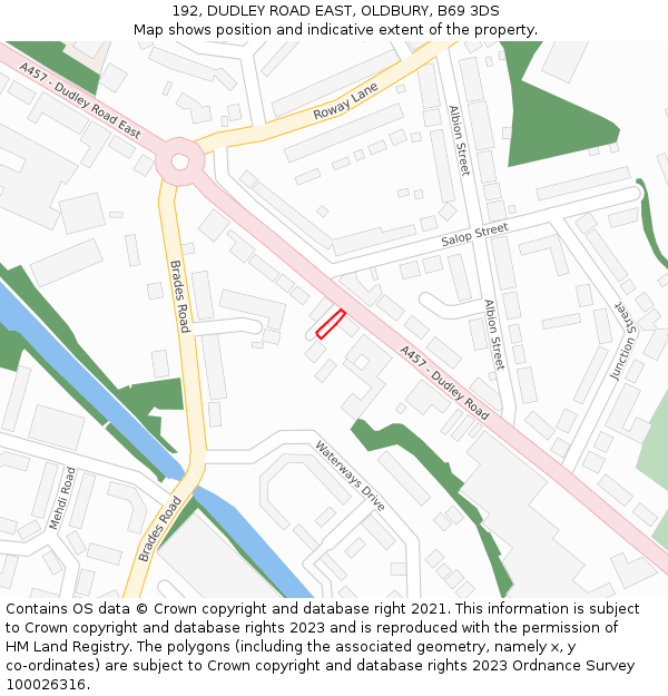 192, DUDLEY ROAD EAST, OLDBURY, B69 3DS: Location map and indicative extent of plot