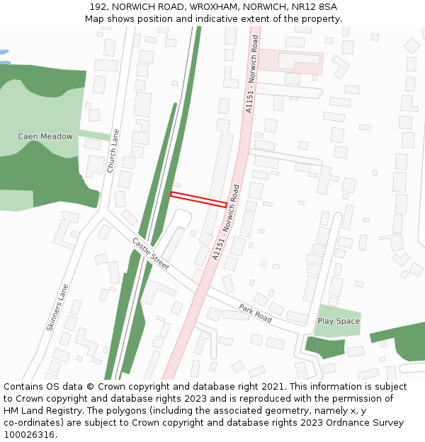 192, NORWICH ROAD, WROXHAM, NORWICH, NR12 8SA: Location map and indicative extent of plot