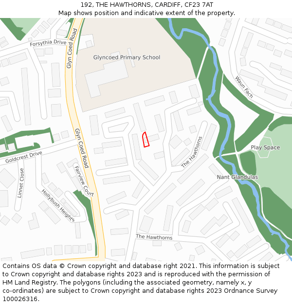 192, THE HAWTHORNS, CARDIFF, CF23 7AT: Location map and indicative extent of plot
