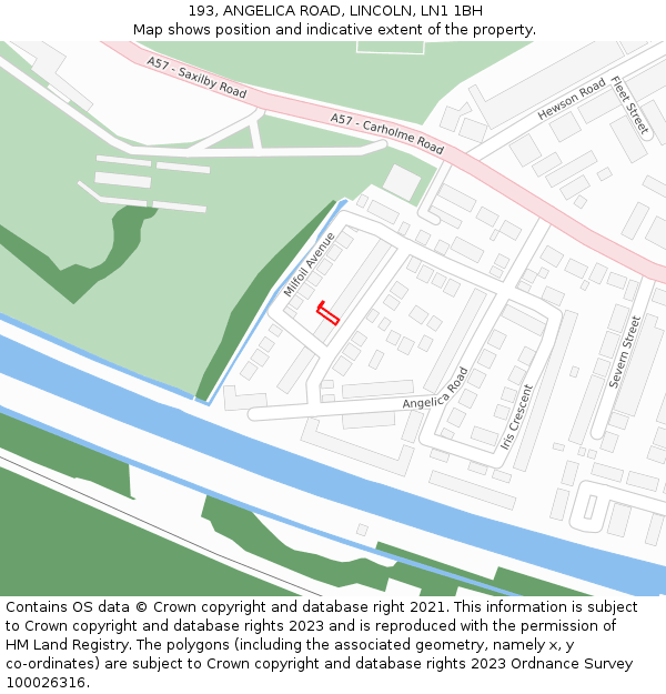 193, ANGELICA ROAD, LINCOLN, LN1 1BH: Location map and indicative extent of plot