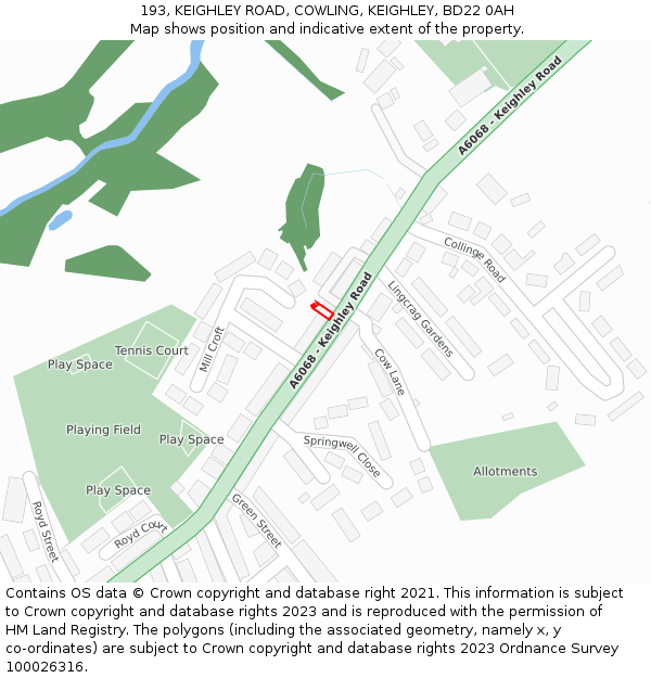 193, KEIGHLEY ROAD, COWLING, KEIGHLEY, BD22 0AH: Location map and indicative extent of plot