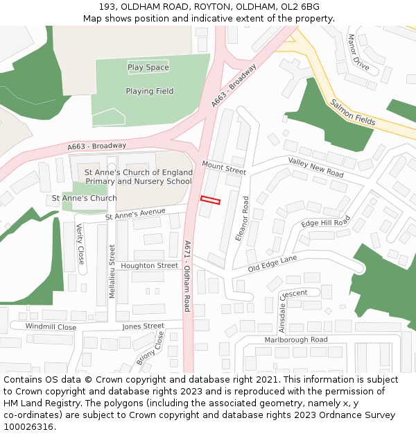 193, OLDHAM ROAD, ROYTON, OLDHAM, OL2 6BG: Location map and indicative extent of plot