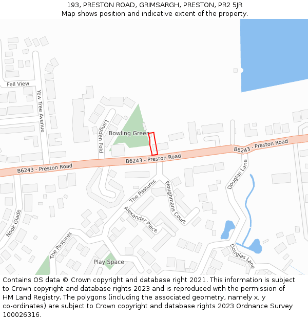 193, PRESTON ROAD, GRIMSARGH, PRESTON, PR2 5JR: Location map and indicative extent of plot