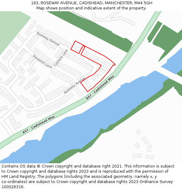 193, ROSEWAY AVENUE, CADISHEAD, MANCHESTER, M44 5GH: Location map and indicative extent of plot