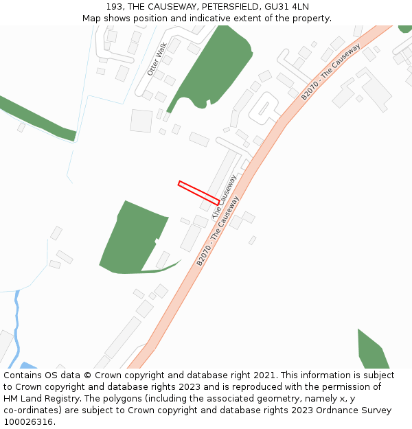 193, THE CAUSEWAY, PETERSFIELD, GU31 4LN: Location map and indicative extent of plot