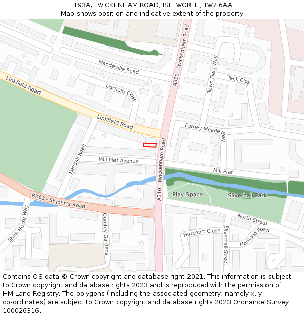 193A, TWICKENHAM ROAD, ISLEWORTH, TW7 6AA: Location map and indicative extent of plot