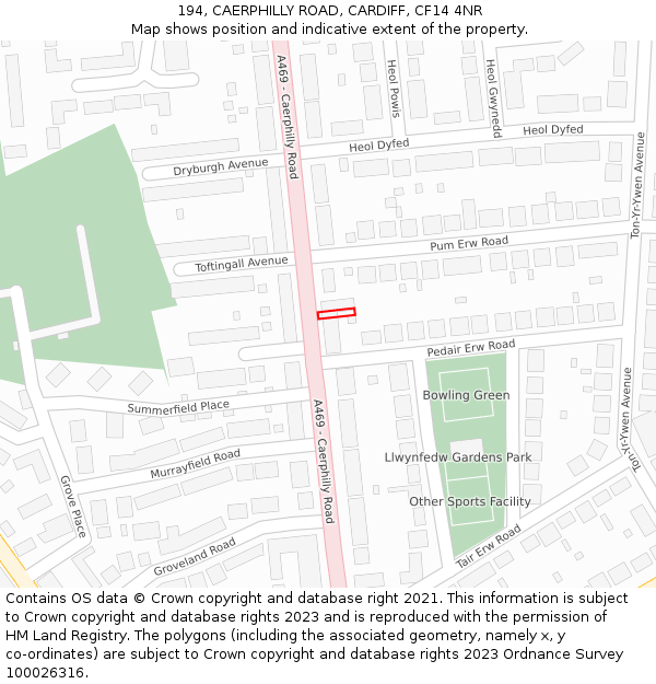194, CAERPHILLY ROAD, CARDIFF, CF14 4NR: Location map and indicative extent of plot