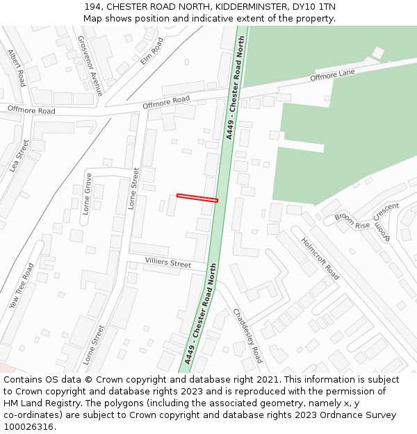 194, CHESTER ROAD NORTH, KIDDERMINSTER, DY10 1TN: Location map and indicative extent of plot