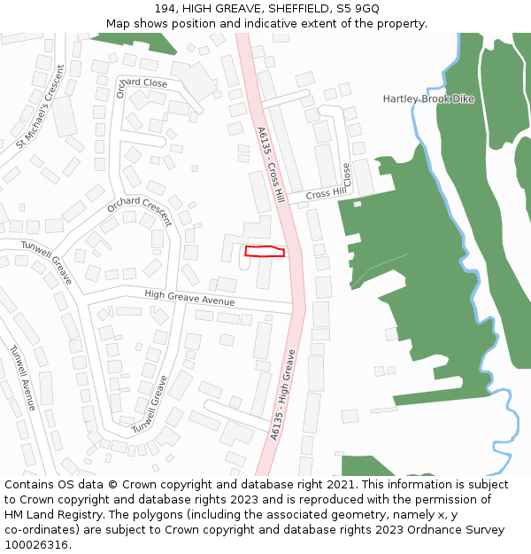 194, HIGH GREAVE, SHEFFIELD, S5 9GQ: Location map and indicative extent of plot