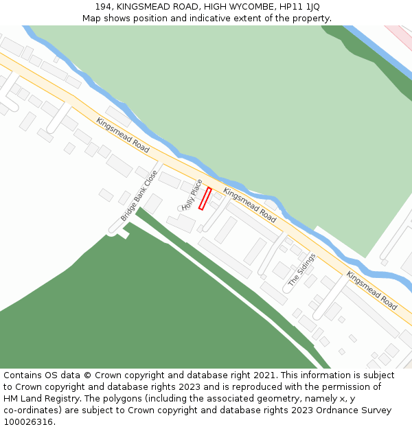 194, KINGSMEAD ROAD, HIGH WYCOMBE, HP11 1JQ: Location map and indicative extent of plot