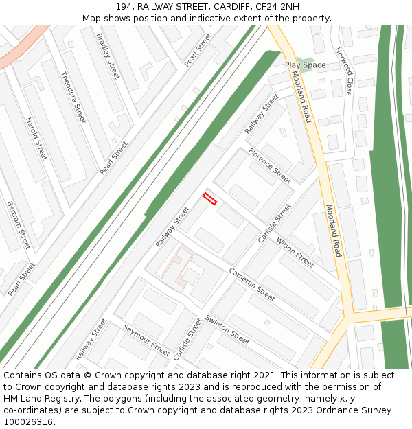194, RAILWAY STREET, CARDIFF, CF24 2NH: Location map and indicative extent of plot