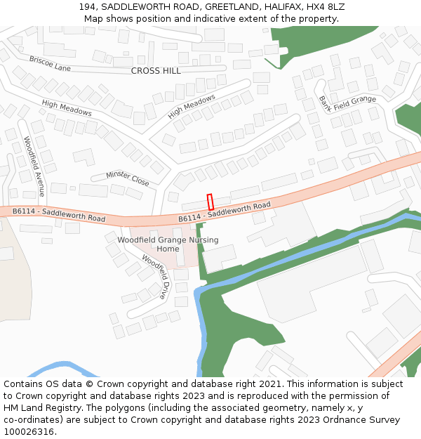 194, SADDLEWORTH ROAD, GREETLAND, HALIFAX, HX4 8LZ: Location map and indicative extent of plot