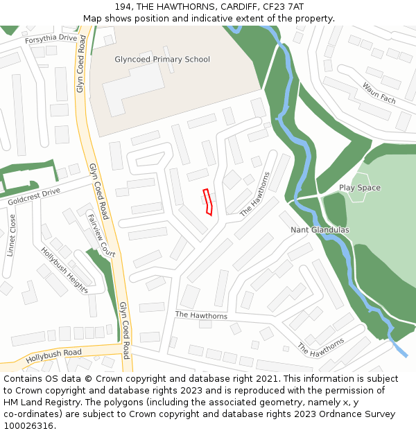 194, THE HAWTHORNS, CARDIFF, CF23 7AT: Location map and indicative extent of plot